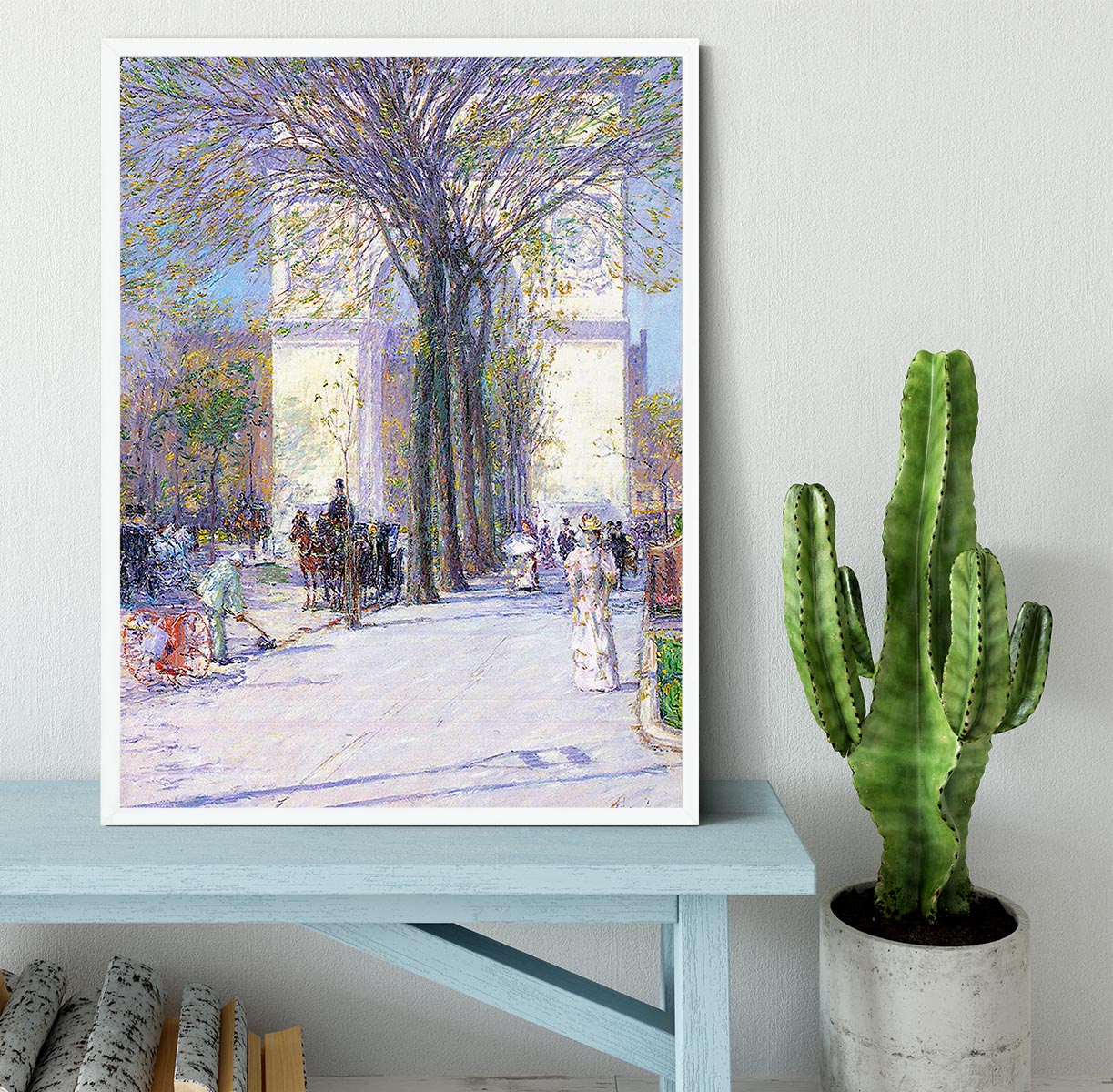 Washington triumphal arch in spring by Hassam Framed Print - Canvas Art Rocks -6