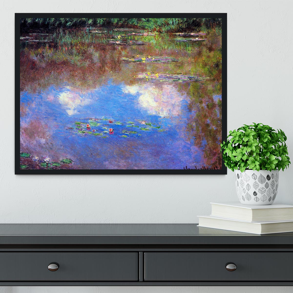 Water Lily Pond 4 by Monet Framed Print - Canvas Art Rocks - 2
