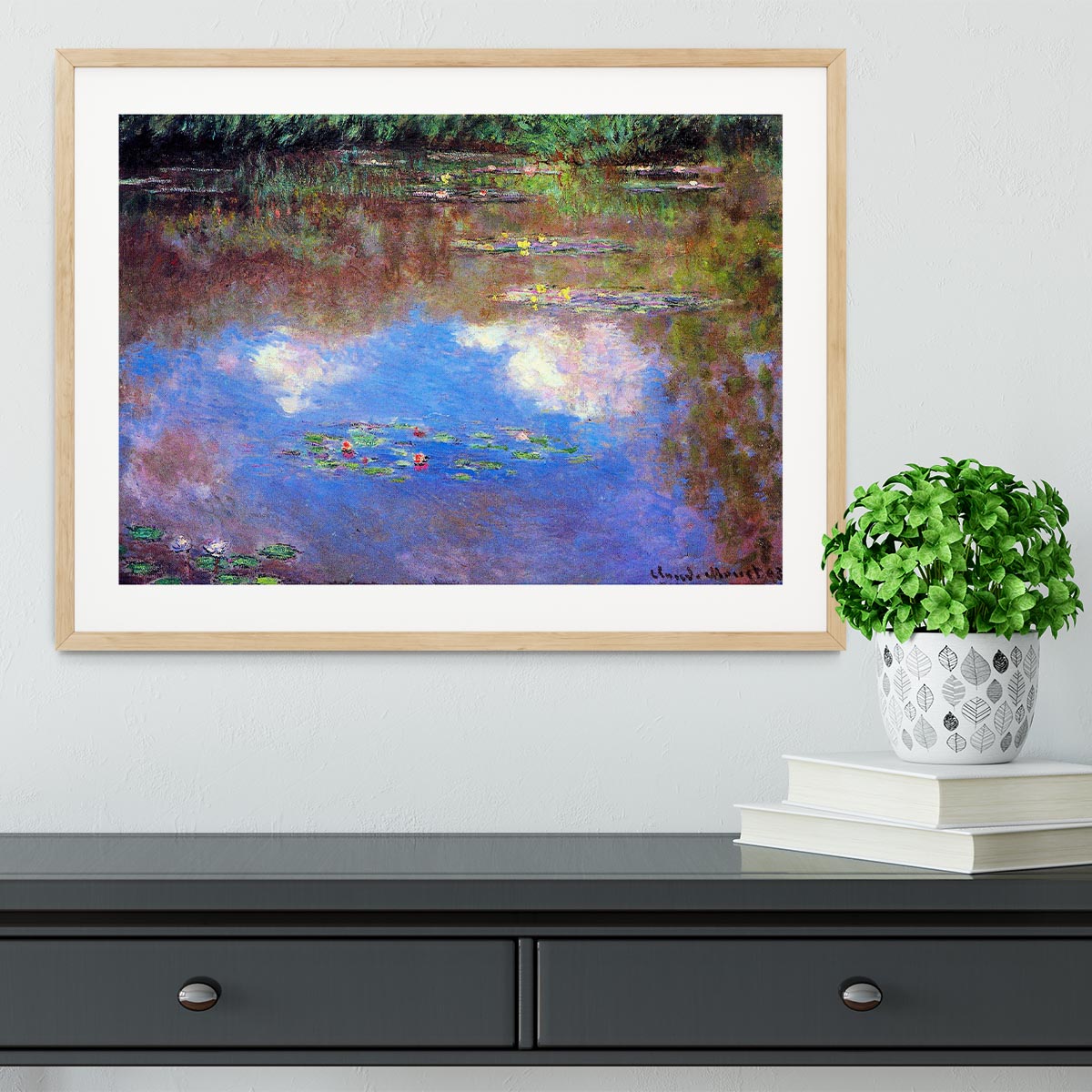 Water Lily Pond 4 by Monet Framed Print - Canvas Art Rocks - 3