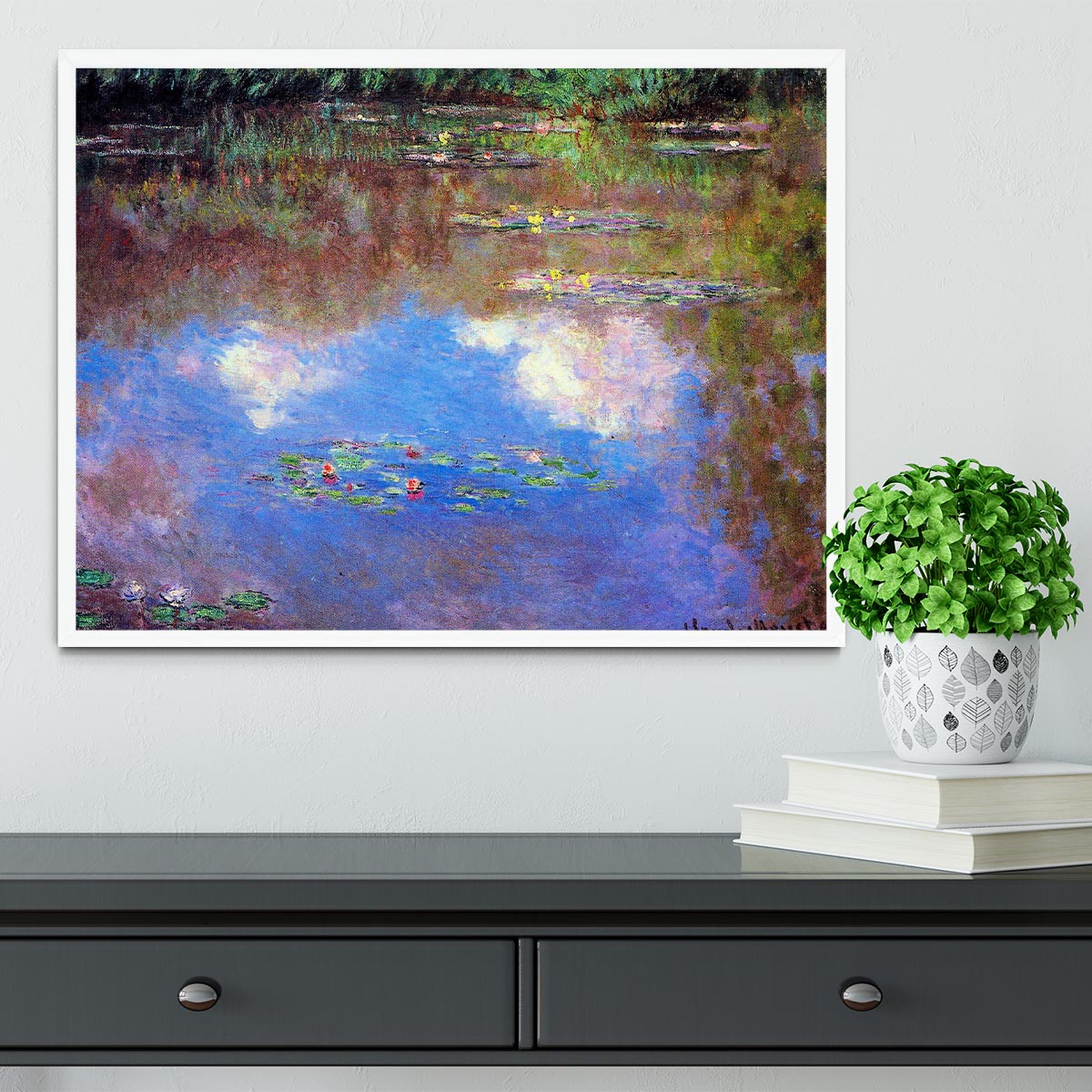 Water Lily Pond 4 by Monet Framed Print - Canvas Art Rocks -6