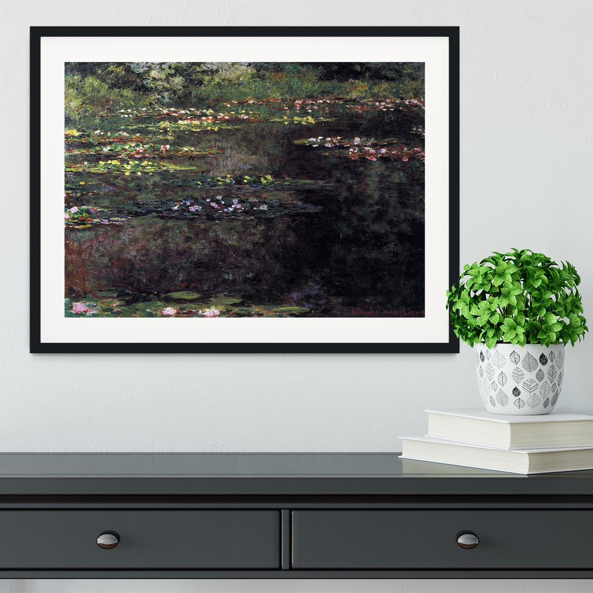 Water lilies water landscape 5 by Monet Framed Print - Canvas Art Rocks - 1