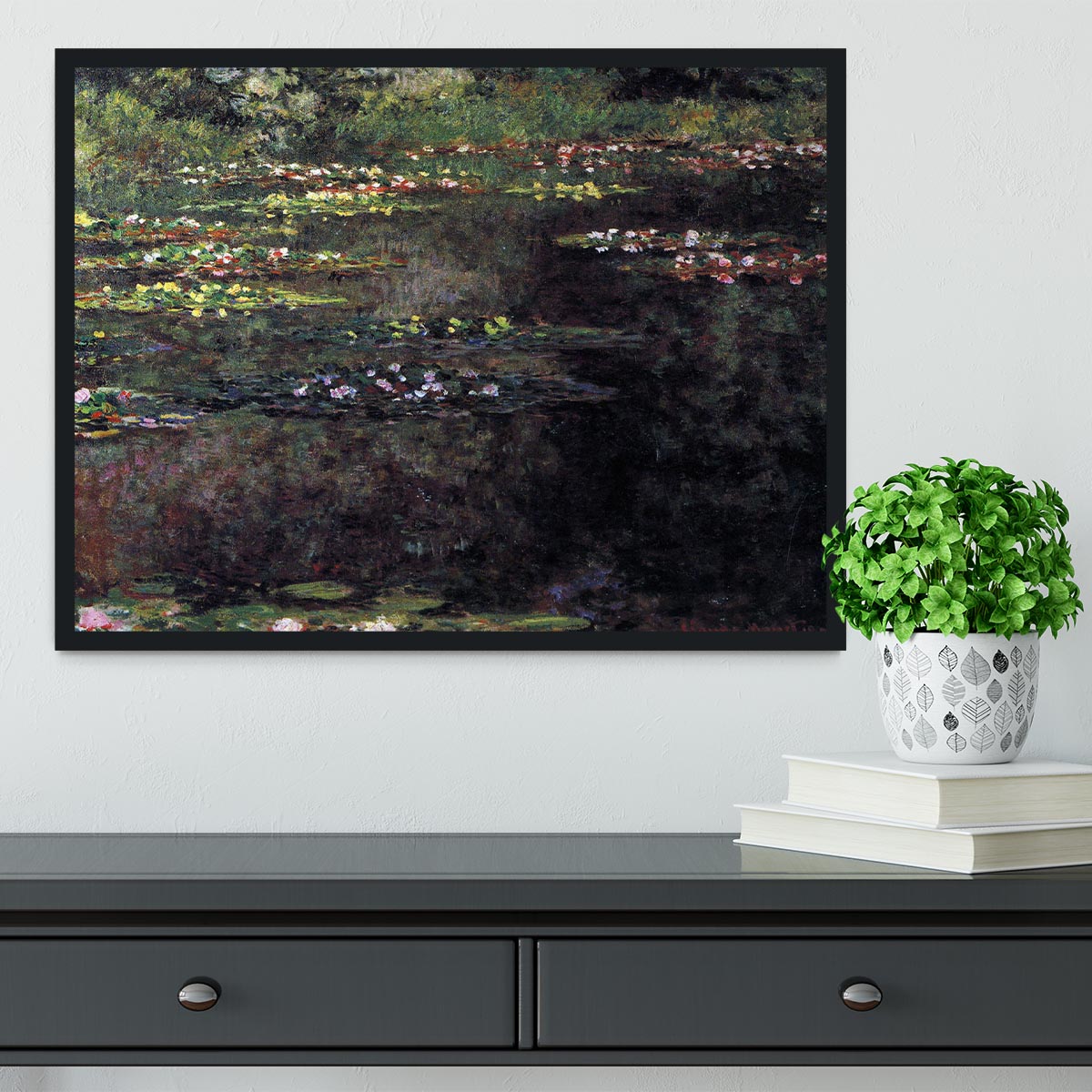 Water lilies water landscape 5 by Monet Framed Print - Canvas Art Rocks - 2