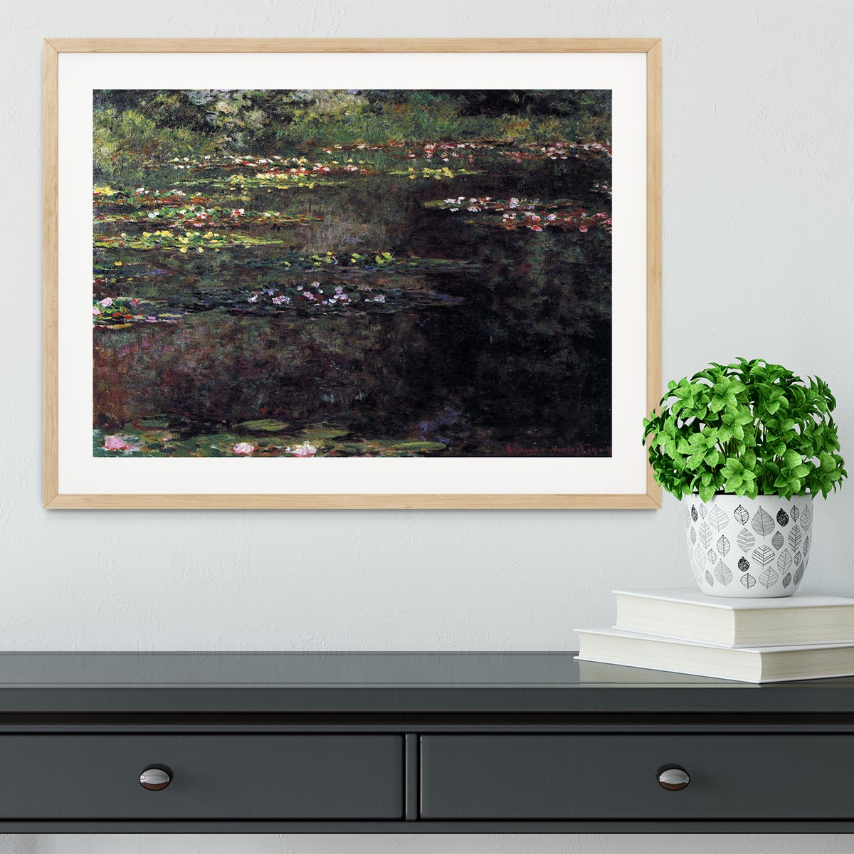 Water lilies water landscape 5 by Monet Framed Print - Canvas Art Rocks - 3