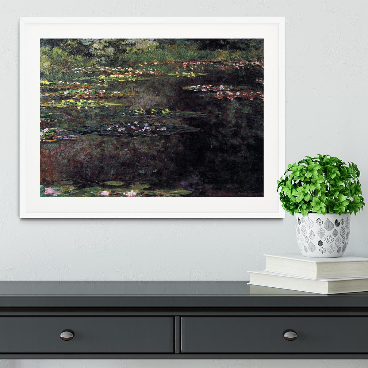 Water lilies water landscape 5 by Monet Framed Print - Canvas Art Rocks - 5