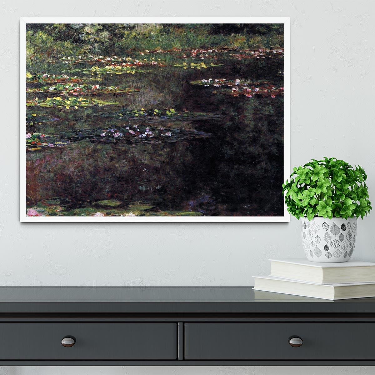 Water lilies water landscape 5 by Monet Framed Print - Canvas Art Rocks -6