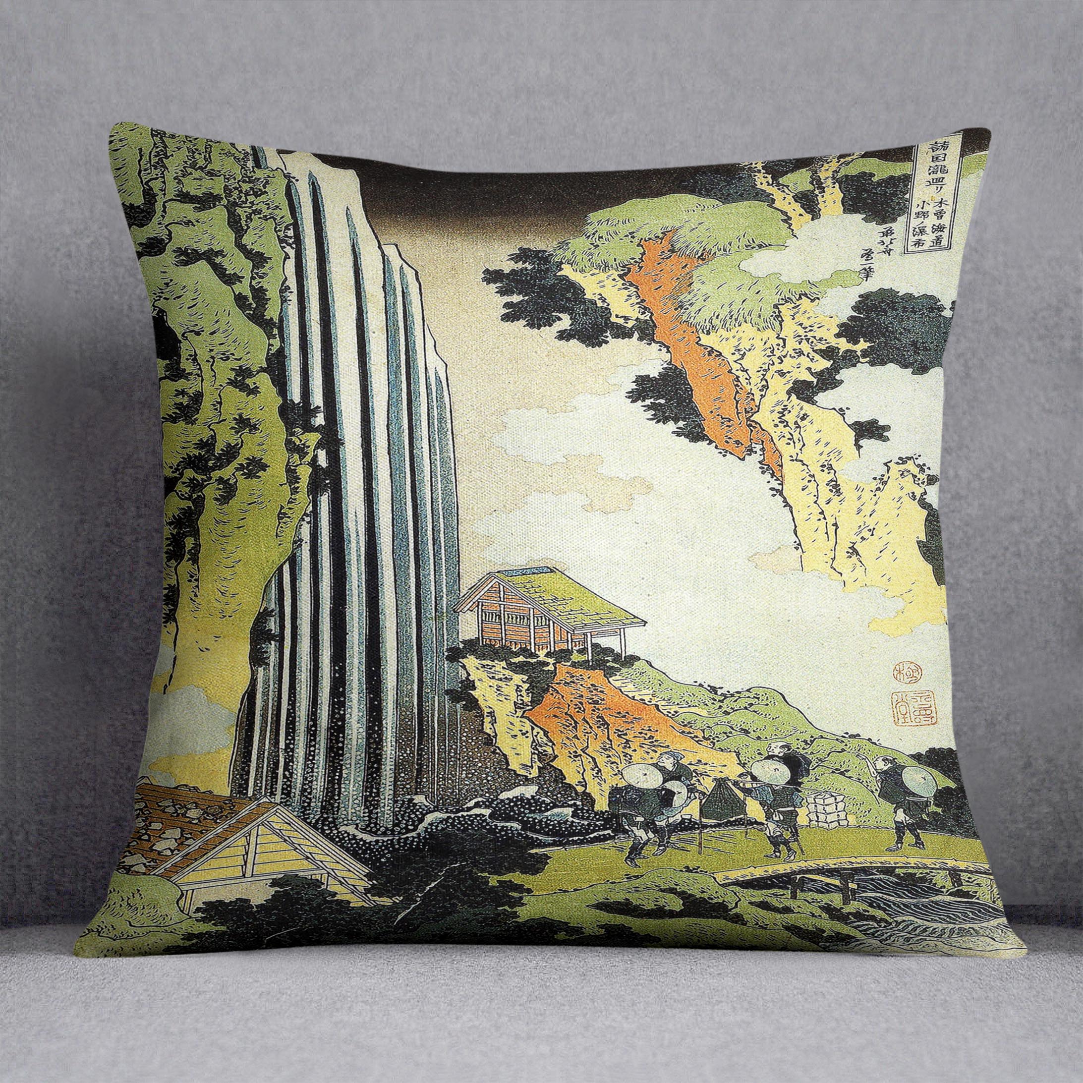 Waterfall by Hokusai Cushion