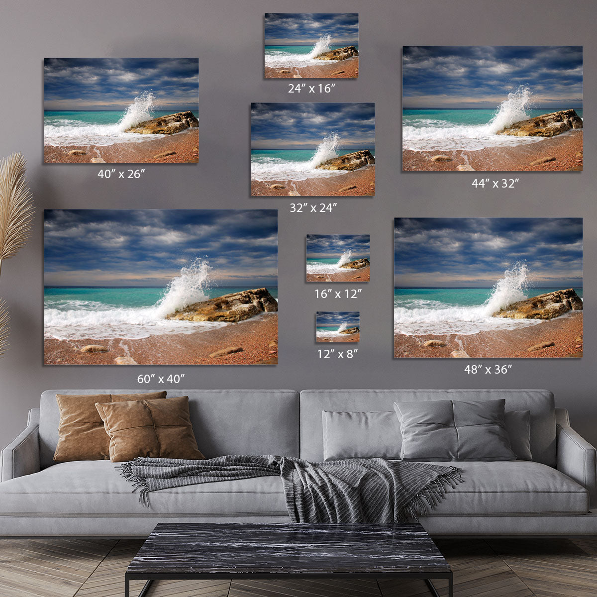 Wave crash on the stone Canvas Print or Poster - Canvas Art Rocks - 7