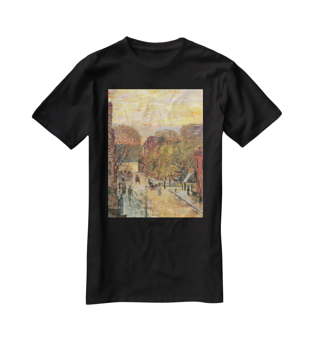 West 78th Street in Spring by Hassam T-Shirt - Canvas Art Rocks - 1