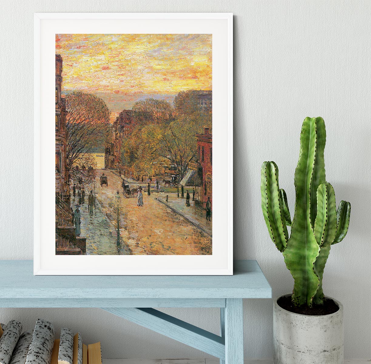 West 78th Street in Spring by Hassam Framed Print - Canvas Art Rocks - 5