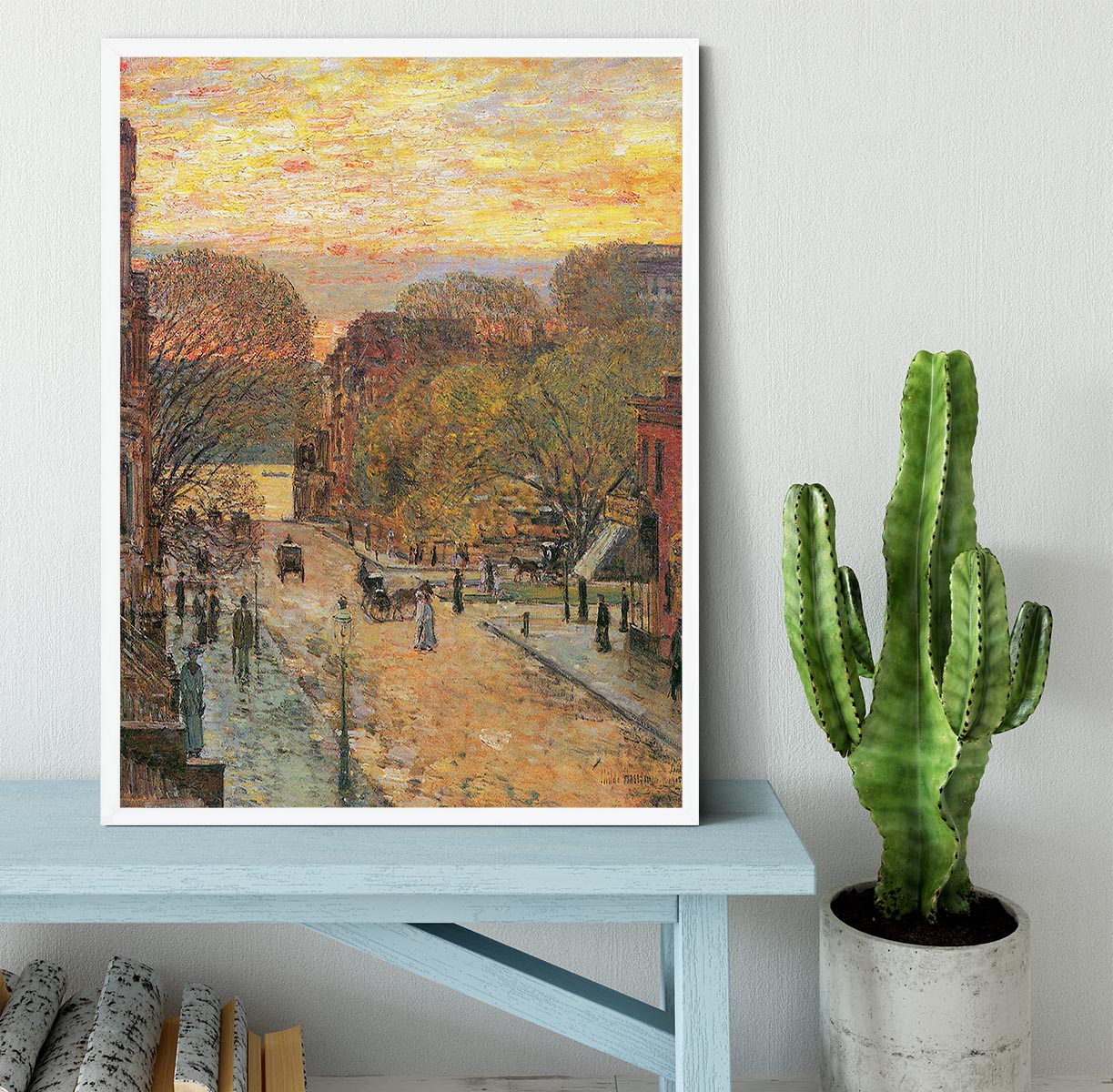 West 78th Street in Spring by Hassam Framed Print - Canvas Art Rocks -6