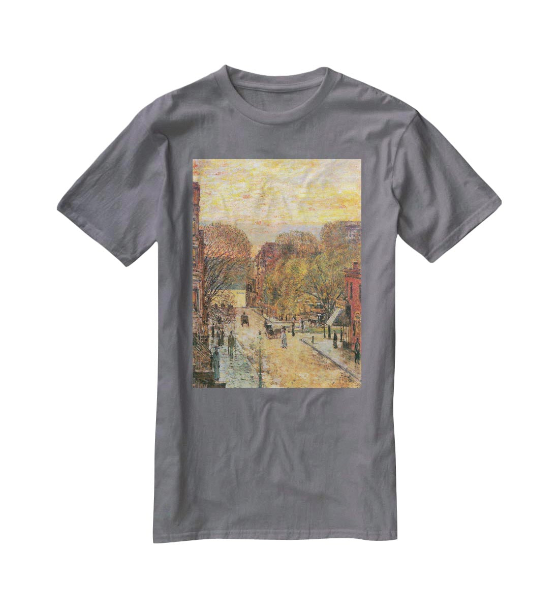 West 78th Street in Spring by Hassam T-Shirt - Canvas Art Rocks - 3