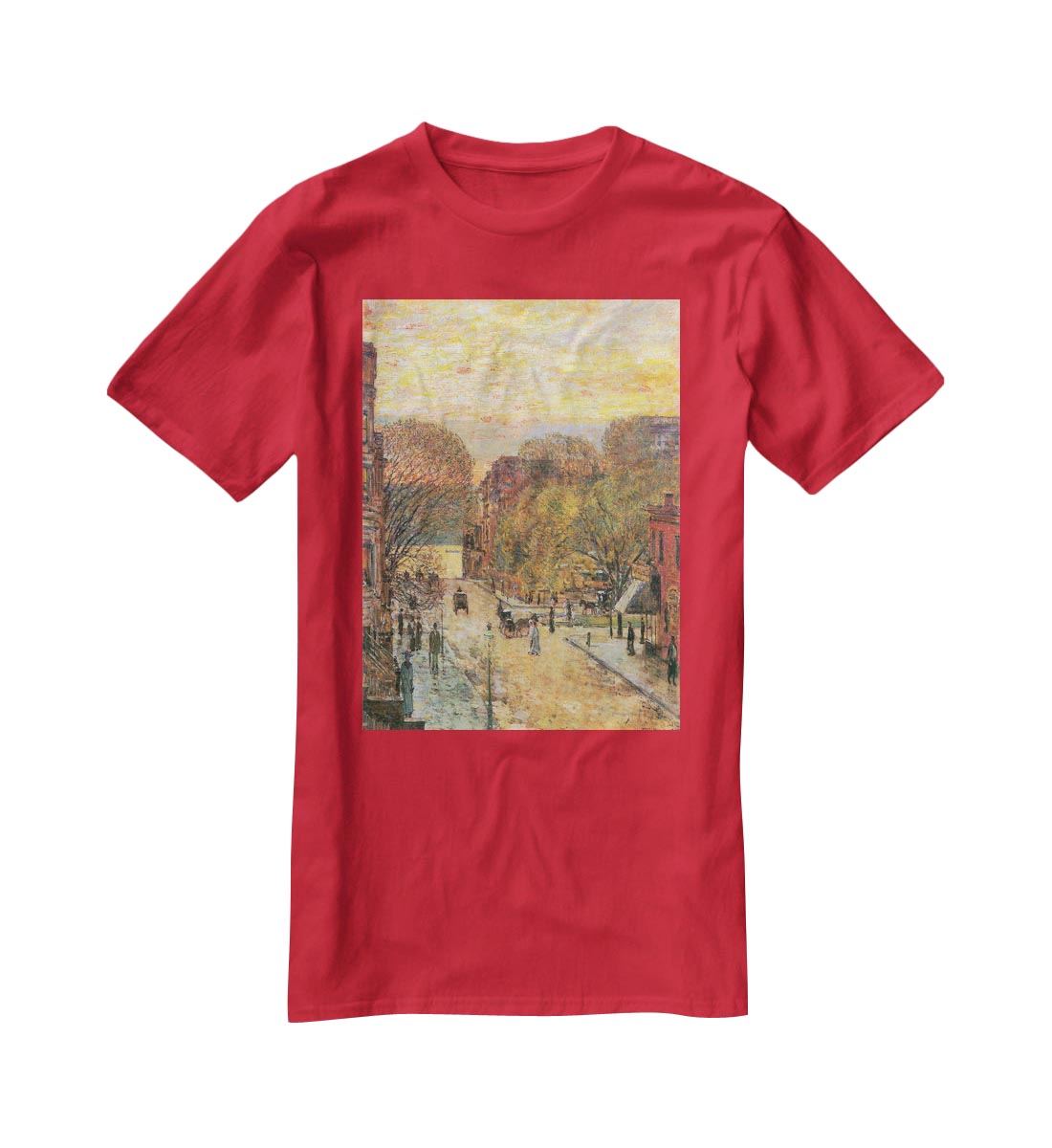 West 78th Street in Spring by Hassam T-Shirt - Canvas Art Rocks - 4