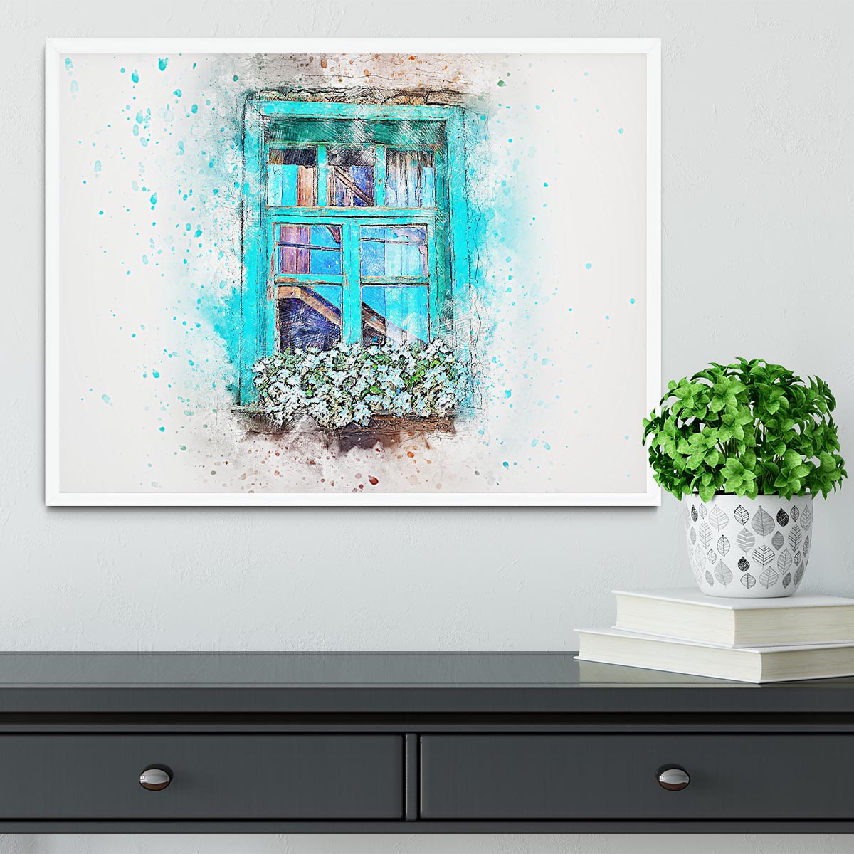 Window Painting Framed Print - Canvas Art Rocks -6