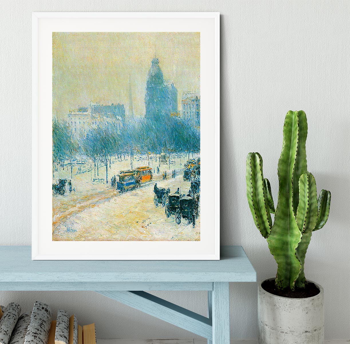 Winter in Union Square by Hassam Framed Print - Canvas Art Rocks - 5