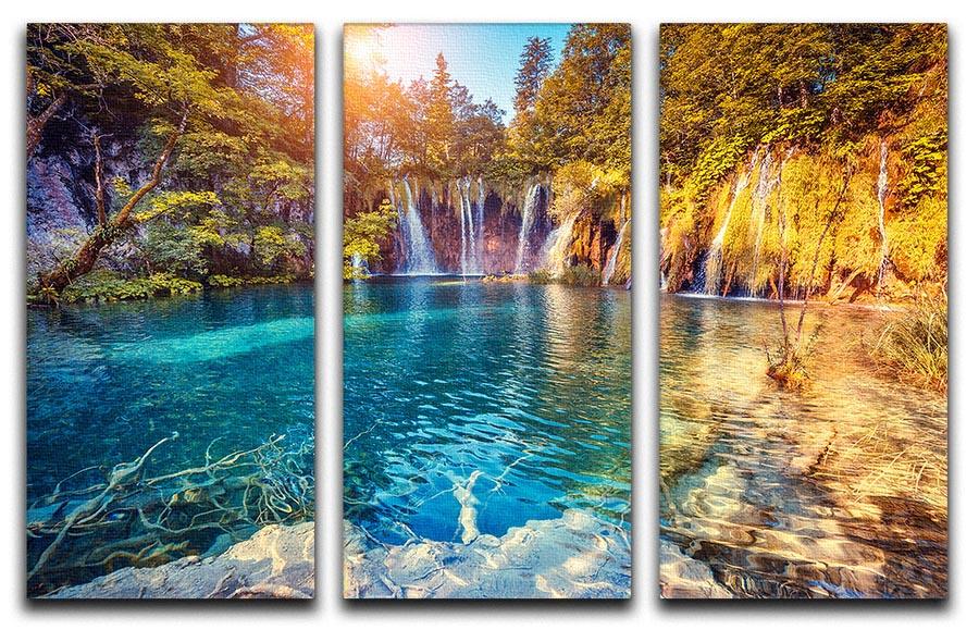 turquoise water and sunny beams 3 Split Panel Canvas Print - Canvas Art Rocks - 1