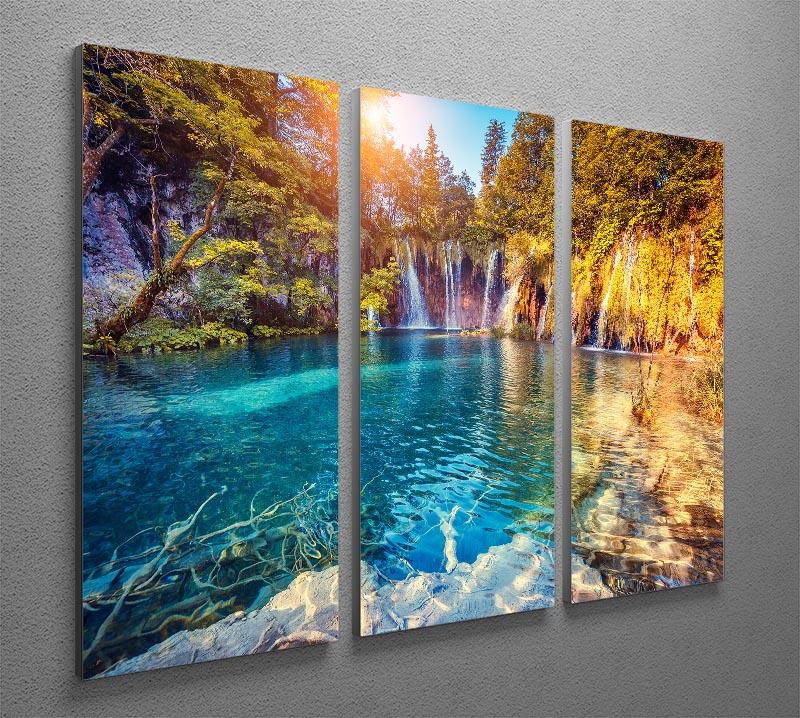 turquoise water and sunny beams 3 Split Panel Canvas Print - Canvas Art Rocks - 2