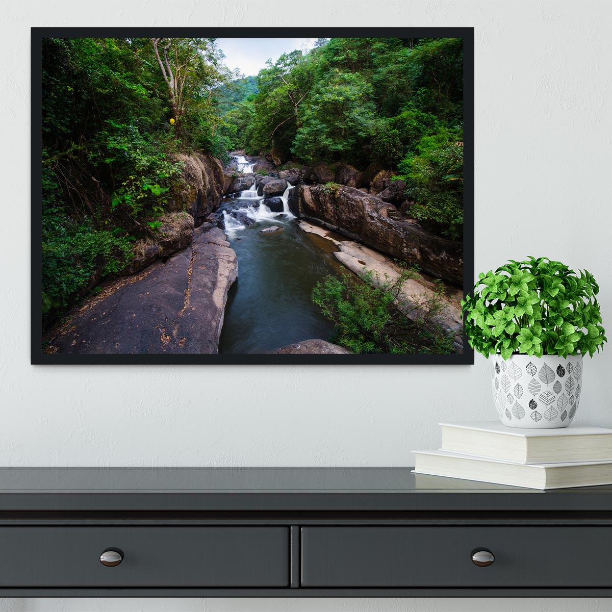 water fall in the forest Framed Print - Canvas Art Rocks - 2