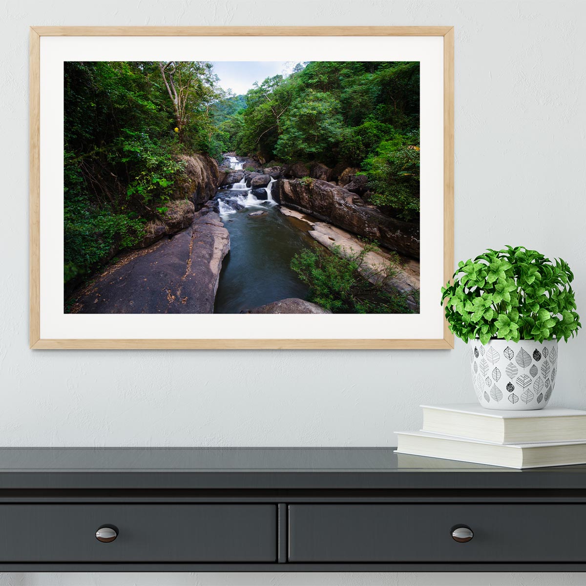 water fall in the forest Framed Print - Canvas Art Rocks - 3