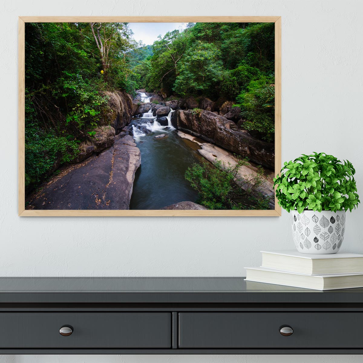 water fall in the forest Framed Print - Canvas Art Rocks - 4