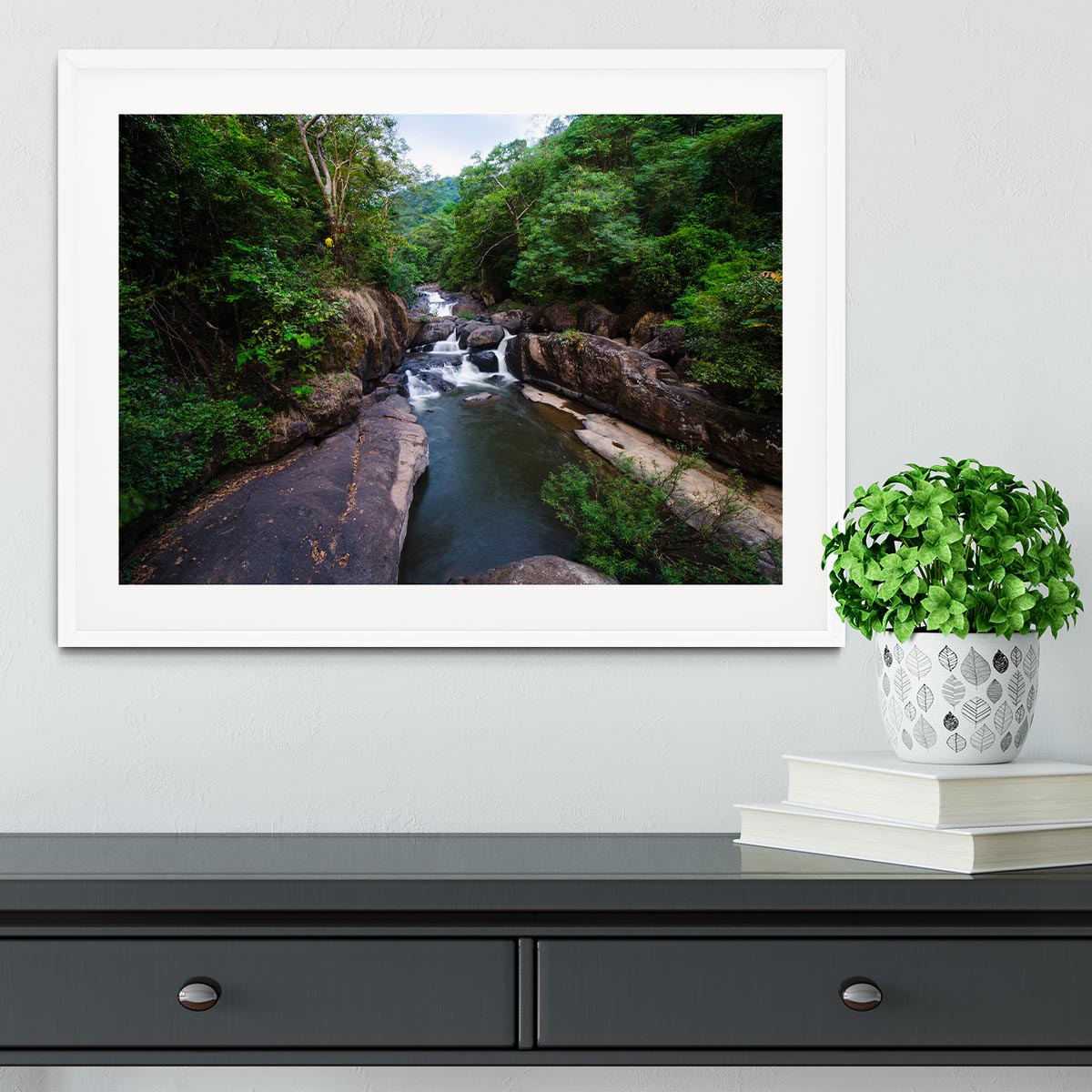 water fall in the forest Framed Print - Canvas Art Rocks - 5